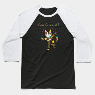 C'est Carnaval! Carnival, Mardi Gras Harlequin Cat Baseball T-Shirt